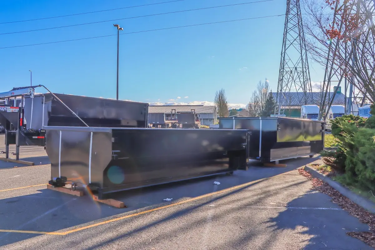 Roll-off dumpster ready for waste disposal at job site for Construction Dumpster Rental in Racine